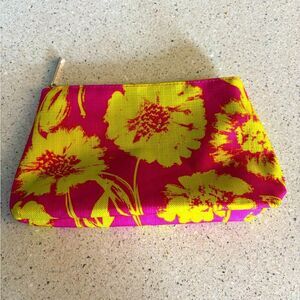 Floral Pink and Yellow Beauty Pouch By Clinique